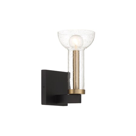 Designers Fountain Nova 9.75in 1-Light Matte Black Modern Indoor Wall Sconce with Clear Seedy Glass Shade D283C-WS-MB